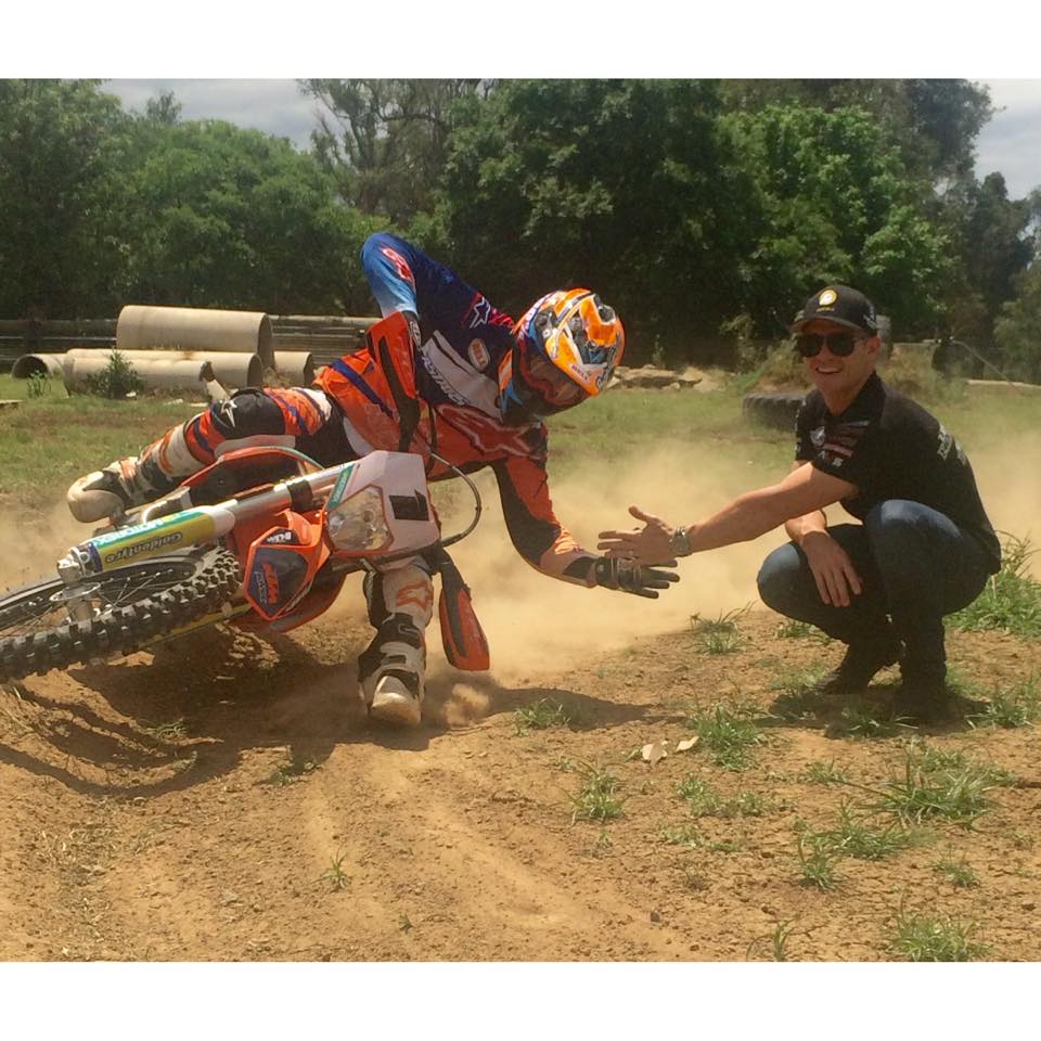 Toby Price launching the Clipsal 500 EnduroX with V8 supercar driver Lee Holdsworth