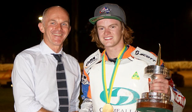 Kurtz with his Australian Solo Speedway trophy