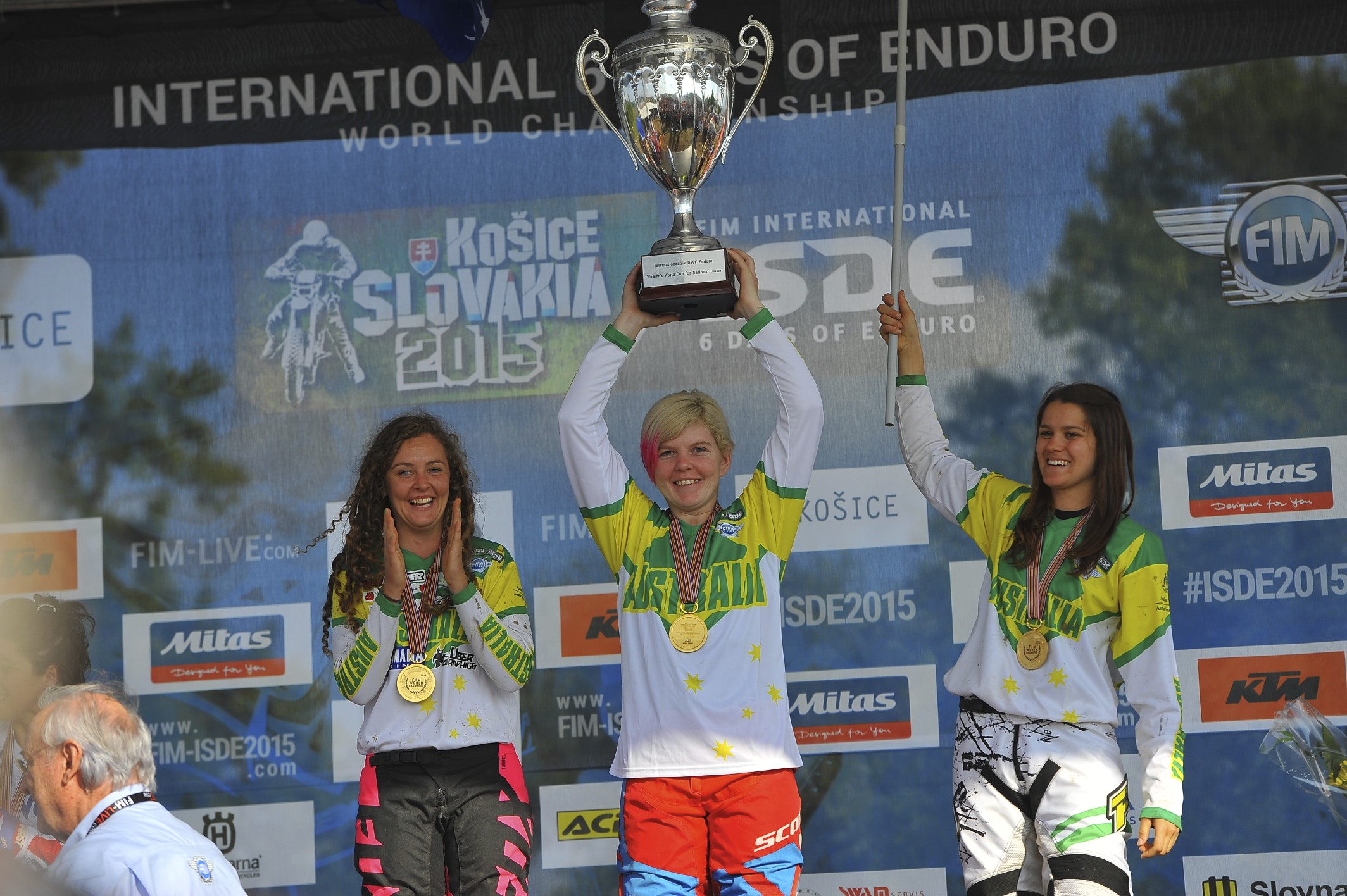Tayla Jones celebrates her ISDE victory Tayla Jones celebrates her ISDE victory