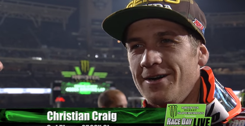 Chritsian Craig giving a post race interview