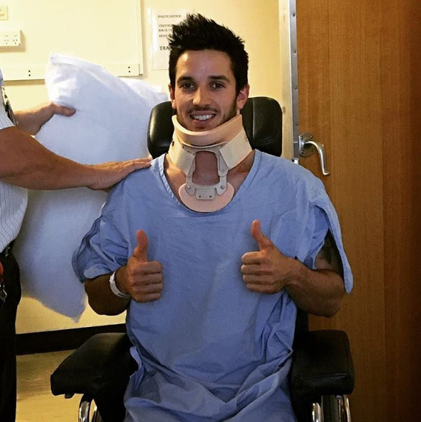 Luke Arbon in high spirits at hospital Luke Arbon in high spirits at hospital