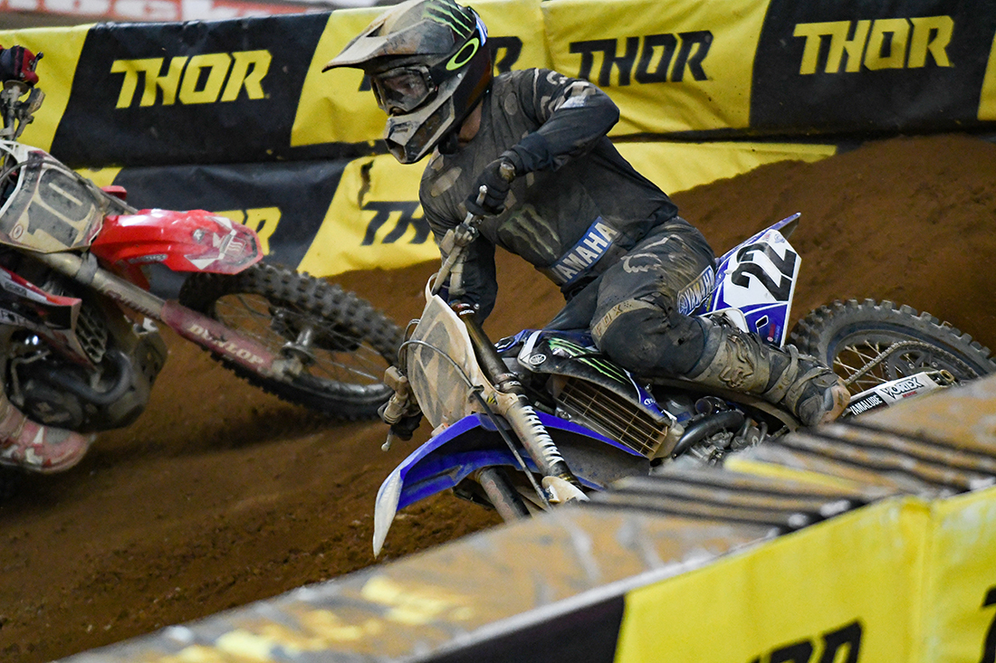 Chad Reed - Monster Energy Factory Yamaha leads Justin Brayton - Smarttop/MotoConcepts Honda during the Main Event  at the 2017 Monster Energy Supercross event in Atlanta.