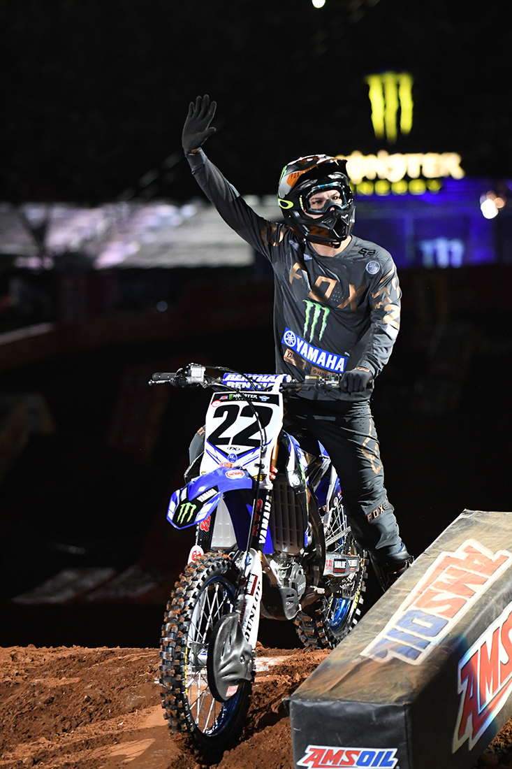 Chad Reed - Monster Energy Factory Yamaha waves to the crowd prior to the Main Event  of the 2017 Monster Energy Supercross event in Atlanta.