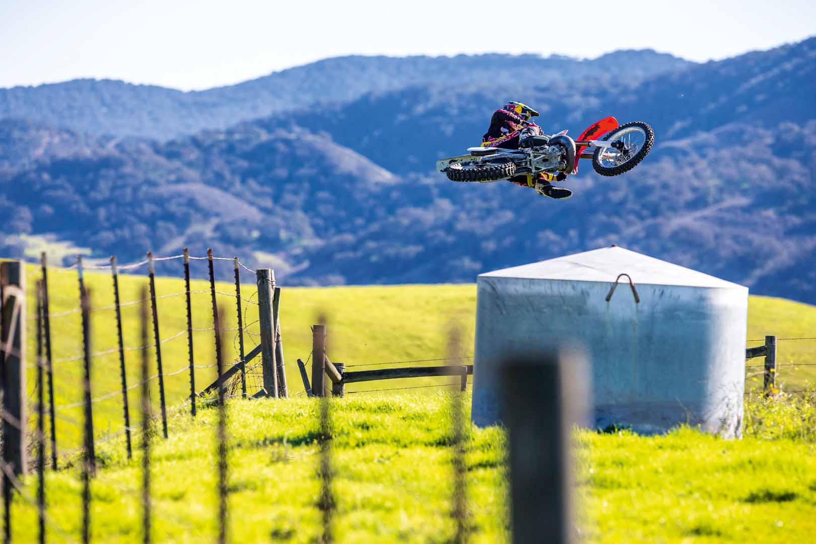 Ken Roczen rides Jeremy McGrath's 1996 Honda CR250R during a video shoot recreating segments from the original Terra Firma 2 motocross video at Castillo Ranch in Los Alamos, California, USA on 28 December 2016. // Garth Milan/Red Bull Content Pool // P-20170109-01476 // Usage for editorial use only // Please go to www.redbullcontentpool.com for further information. //