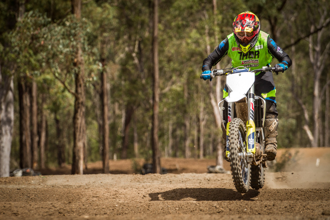 Ando skims across Maitland's whoops on the FC450.